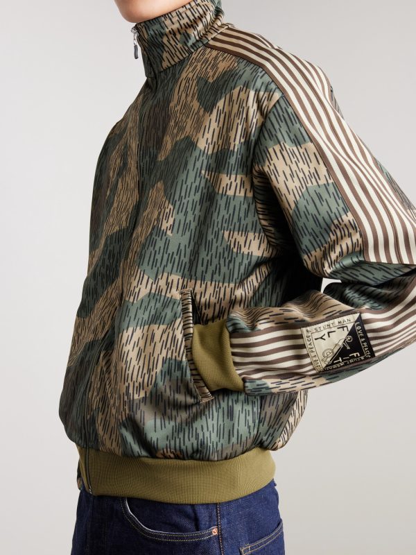 Striped Webbing-Trimmed Printed Jersey Track Jacket - FR Striped Webbing-Trimmed Printed Jersey Track Jacket - FR