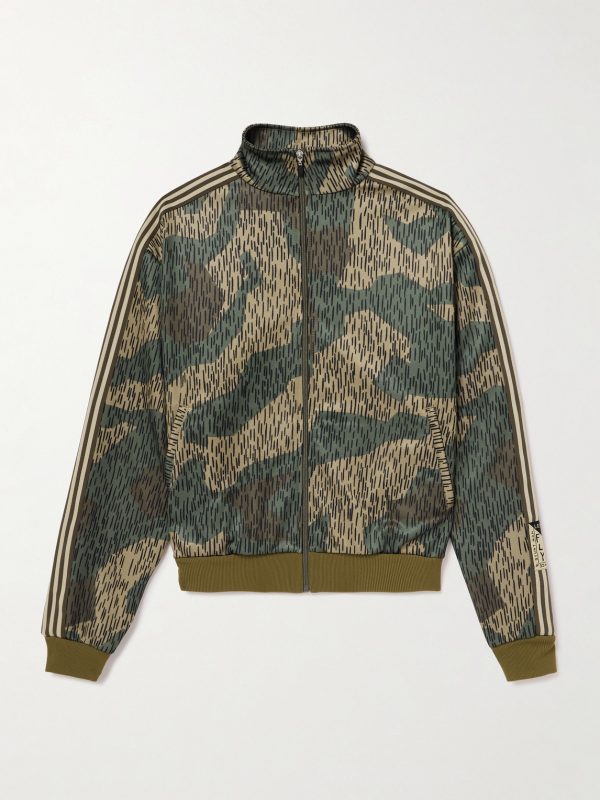 Striped Webbing-Trimmed Printed Jersey Track Jacket Striped Webbing-Trimmed Printed Jersey Track Jacket