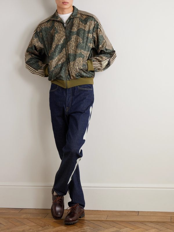 Striped Webbing-Trimmed Printed Jersey Track Jacket - OU Striped Webbing-Trimmed Printed Jersey Track Jacket - OU
