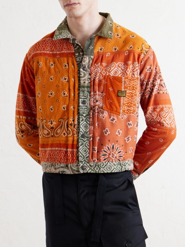 Reversible Bandana-Print Cotton-Flannel Jacket - E1