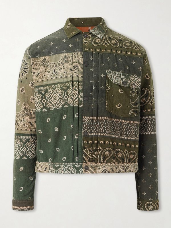 Reversible Bandana-Print Cotton-Flannel Jacket