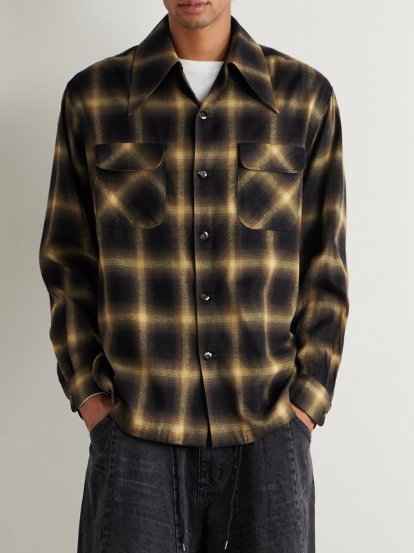 Kountry Camp-Collar Checked Cotton-Blend Flannel Shirt - FR