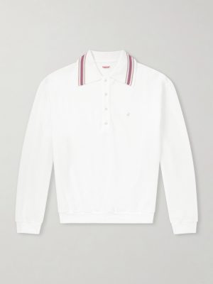 Box Striped Embroidered Cotton-Piqué Polo Shirt Box Striped Embroidered Cotton-Piqué Polo Shirt