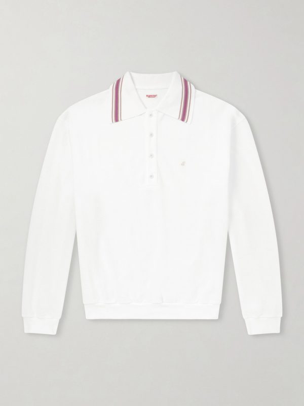 Box Striped Embroidered Cotton-Piqué Polo Shirt