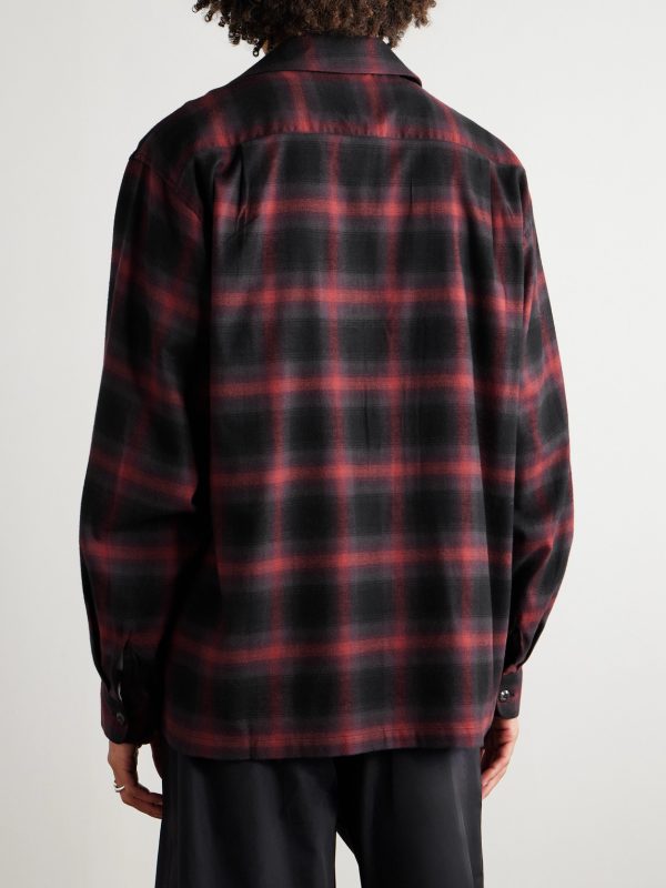 Camp-Collar Checked Cotton-Blend Flannel Shirt - BK Camp-Collar Checked Cotton-Blend Flannel Shirt - BK
