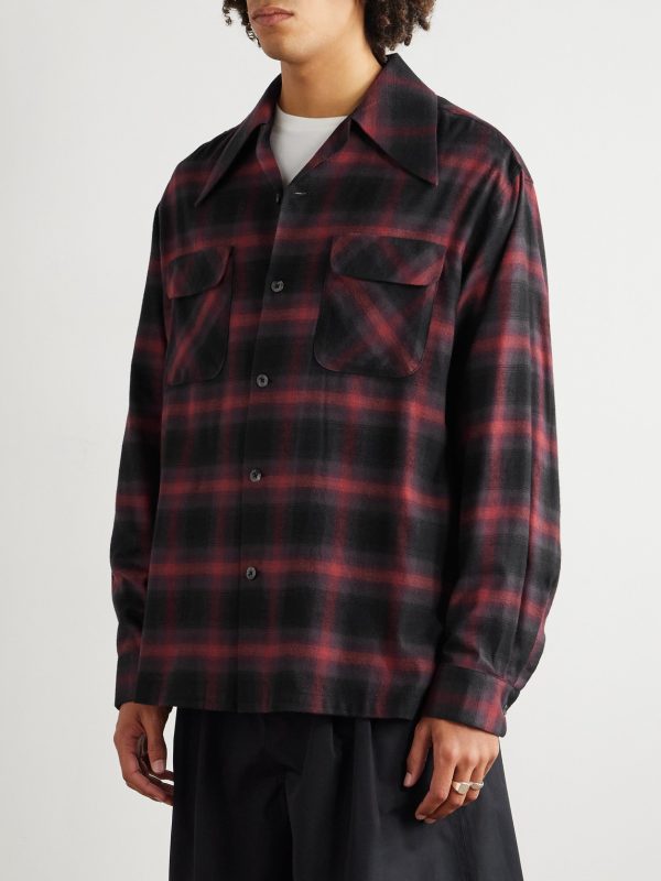 Camp-Collar Checked Cotton-Blend Flannel Shirt - FR Camp-Collar Checked Cotton-Blend Flannel Shirt - FR