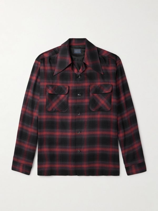 Camp-Collar Checked Cotton-Blend Flannel Shirt Camp-Collar Checked Cotton-Blend Flannel Shirt