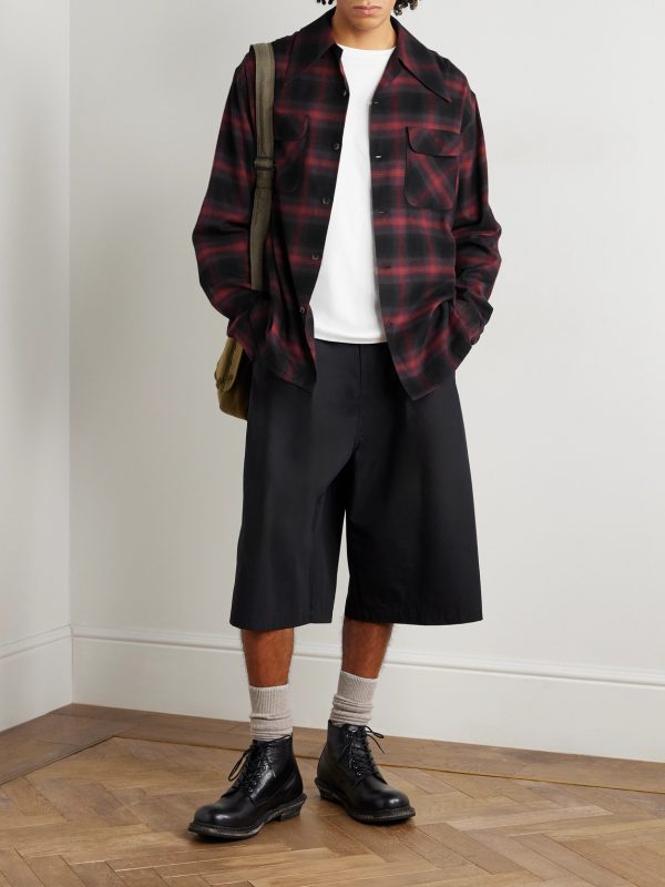 Camp-Collar Checked Cotton-Blend Flannel Shirt - OU Camp-Collar Checked Cotton-Blend Flannel Shirt - OU