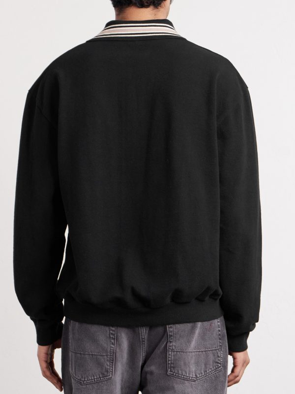 Box Striped Embroidered Cotton-Piqué Polo Shirt - BK Box Striped Embroidered Cotton-Piqué Polo Shirt - BK