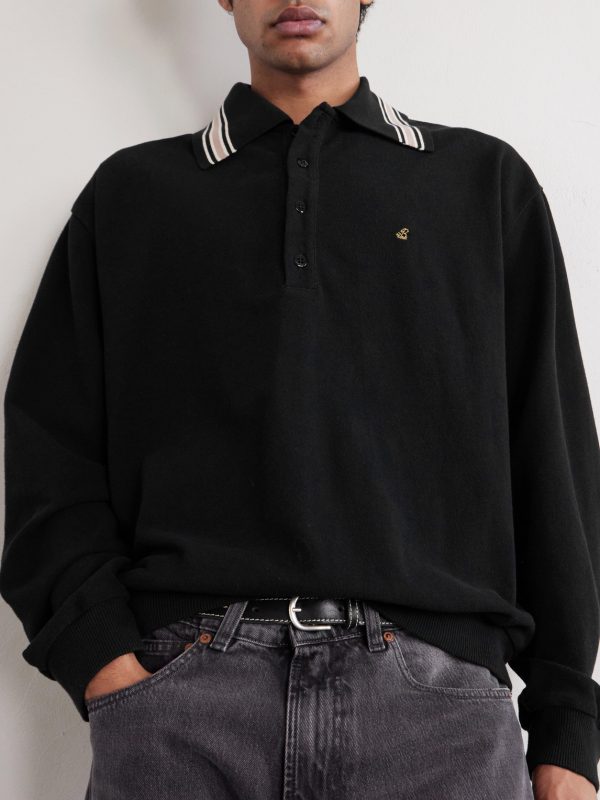 Box Striped Embroidered Cotton-Piqué Polo Shirt - CU Box Striped Embroidered Cotton-Piqué Polo Shirt - CU