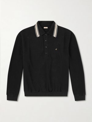 Box Striped Embroidered Cotton-Piqué Polo Shirt Box Striped Embroidered Cotton-Piqué Polo Shirt