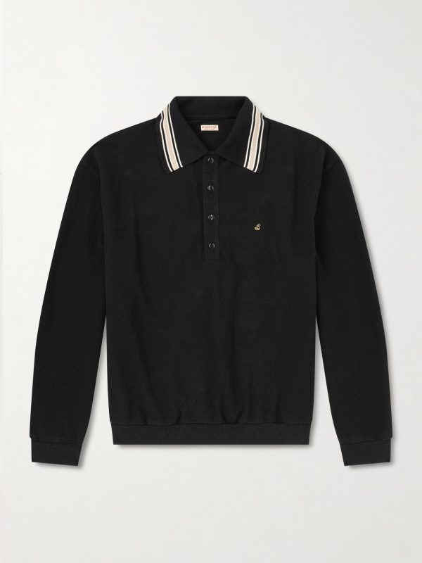 Box Striped Embroidered Cotton-Piqué Polo Shirt Box Striped Embroidered Cotton-Piqué Polo Shirt