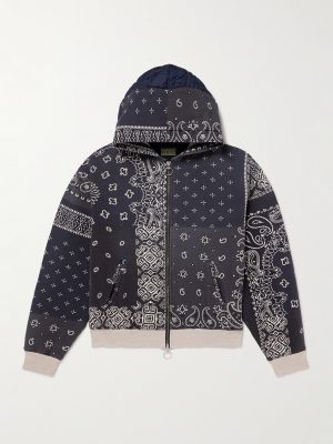 Panelled Bandana-Print Cotton-Jersey and Quilted Shell Hoodie Panelled Bandana-Print Cotton-Jersey and Quilted Shell Hoodie
