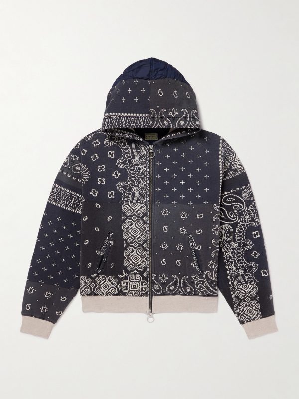 Panelled Bandana-Print Cotton-Jersey and Quilted Shell Hoodie Panelled Bandana-Print Cotton-Jersey and Quilted Shell Hoodie
