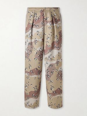 Straight-Leg Pleated Printed Tech-Jersey Track Pants Straight-Leg Pleated Printed Tech-Jersey Track Pants