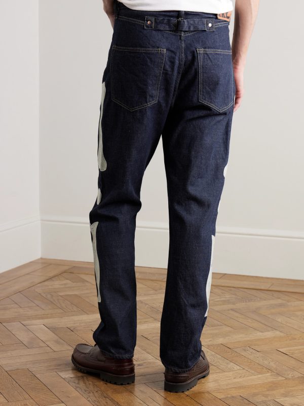 Okagilly Slim-Fit Crochet-Trimmed Jeans - BK