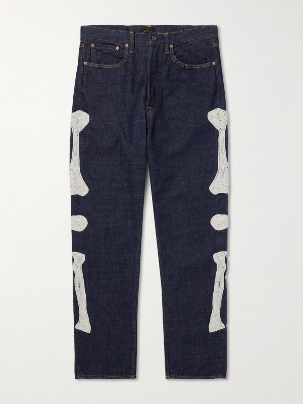 Okagilly Slim-Fit Crochet-Trimmed Jeans