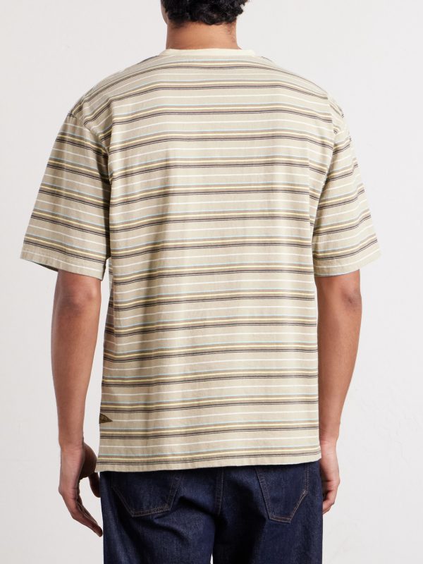 Logo-Appliquéd Striped Cotton-Jersey T-Shirt - BK