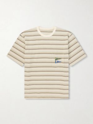Logo-Appliquéd Striped Cotton-Jersey T-Shirt