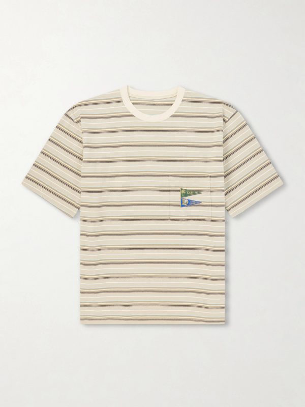 Logo-Appliquéd Striped Cotton-Jersey T-Shirt