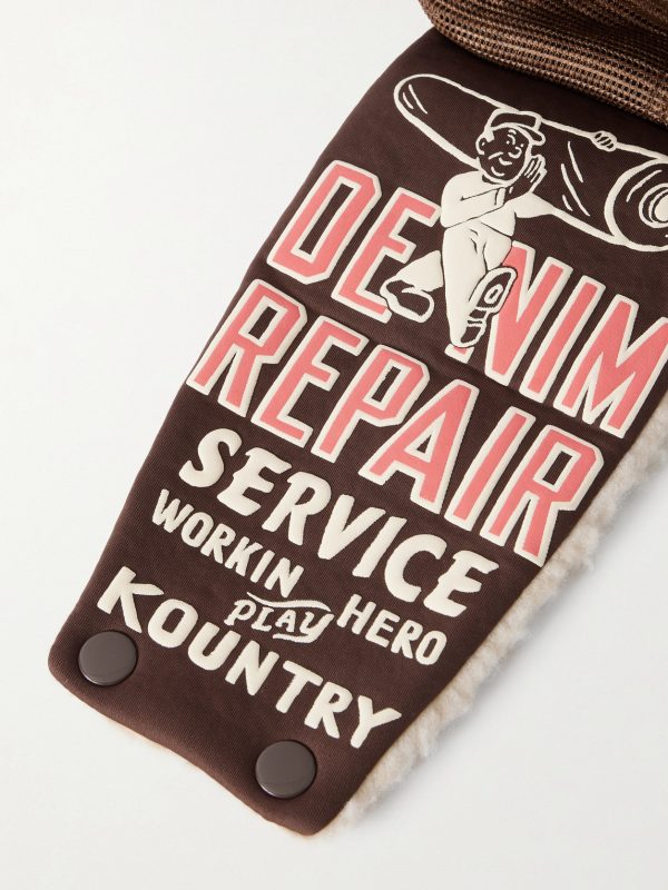 Denim Repair Service Fleece-Trimmed Printed Canvas and Mesh Trucker Cap - CU Denim Repair Service Fleece-Trimmed Printed Canvas and Mesh Trucker Cap - CU