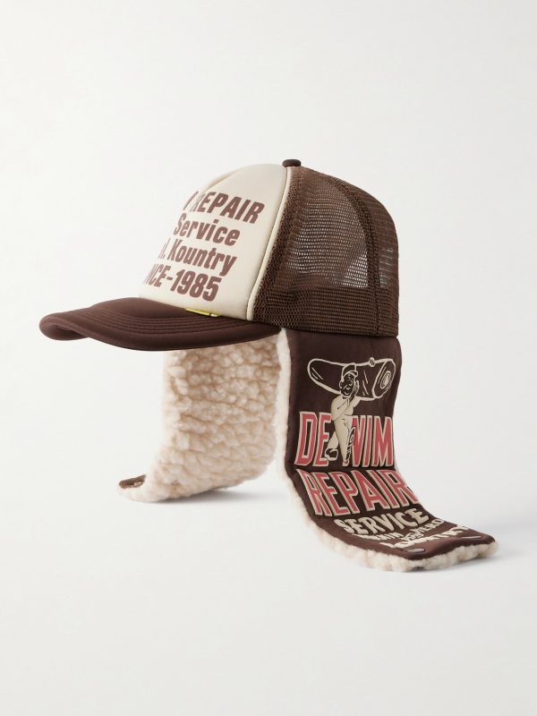 Denim Repair Service Fleece-Trimmed Printed Canvas and Mesh Trucker Cap Denim Repair Service Fleece-Trimmed Printed Canvas and Mesh Trucker Cap