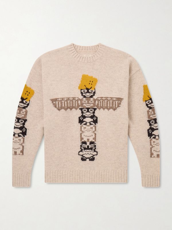 Peckish Totem Pole Intarsia Wool-Blend Sweater Peckish Totem Pole Intarsia Wool-Blend Sweater