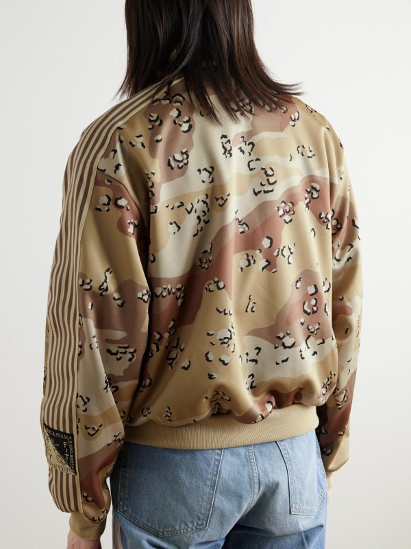 Striped Webbing-Trimmed Printed Jersey Track Jacket - BK Striped Webbing-Trimmed Printed Jersey Track Jacket - BK