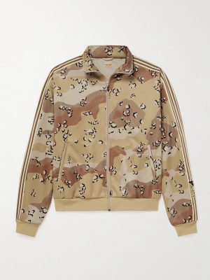 Striped Webbing-Trimmed Printed Jersey Track Jacket