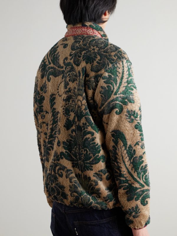 Damask Printed Fleece Jacket - BK