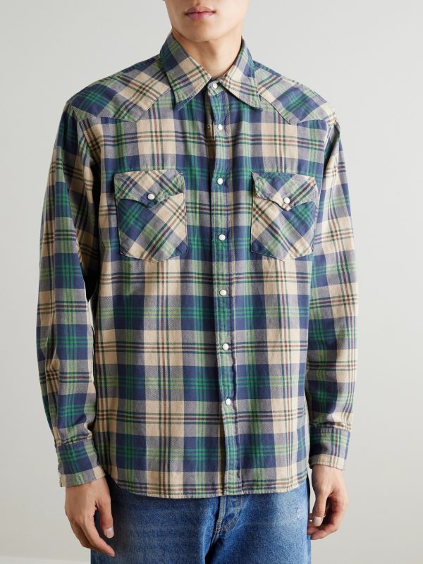 Columbia Checked Cotton-Flannel Western Shirt - FR Columbia Checked Cotton-Flannel Western Shirt - FR