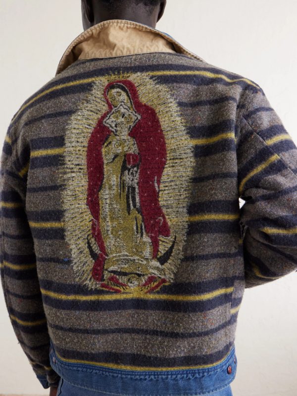 Virgin Mary Reversible Corduroy-Trimmed Denim Jacket - E2 Virgin Mary Reversible Corduroy-Trimmed Denim Jacket - E2