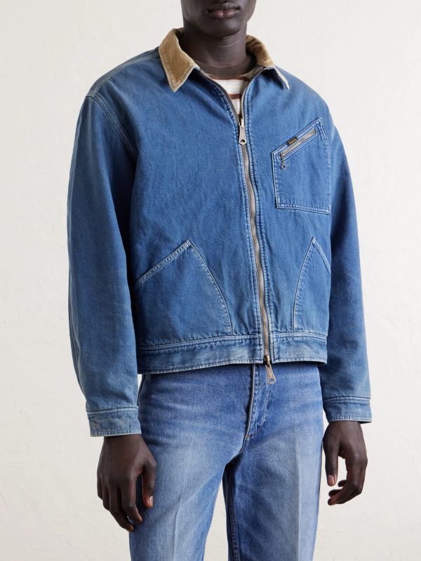 Virgin Mary Reversible Corduroy-Trimmed Denim Jacket - FR Virgin Mary Reversible Corduroy-Trimmed Denim Jacket - FR