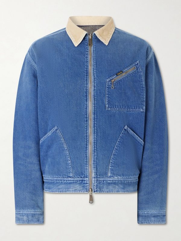 Virgin Mary Reversible Corduroy-Trimmed Denim Jacket Virgin Mary Reversible Corduroy-Trimmed Denim Jacket