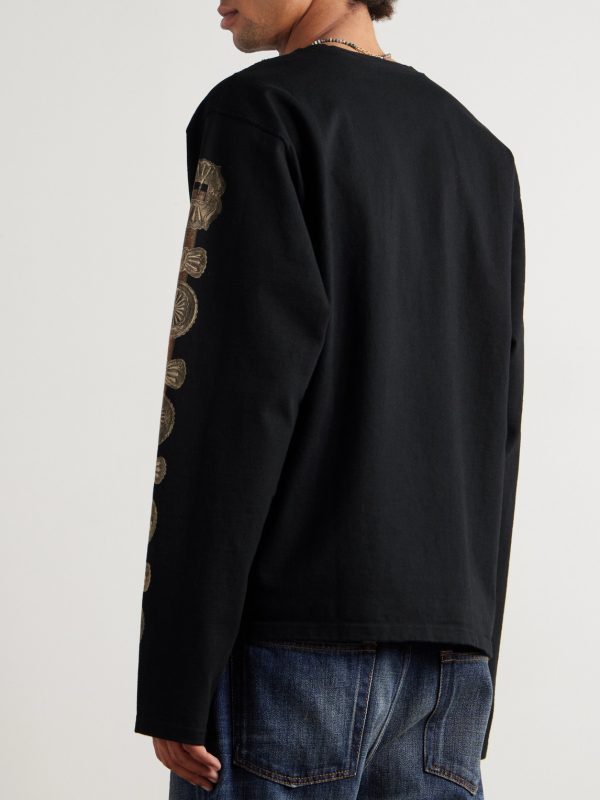 Dense Appliquéd Printed Cotton-Jersey T-Shirt - BK Dense Appliquéd Printed Cotton-Jersey T-Shirt - BK