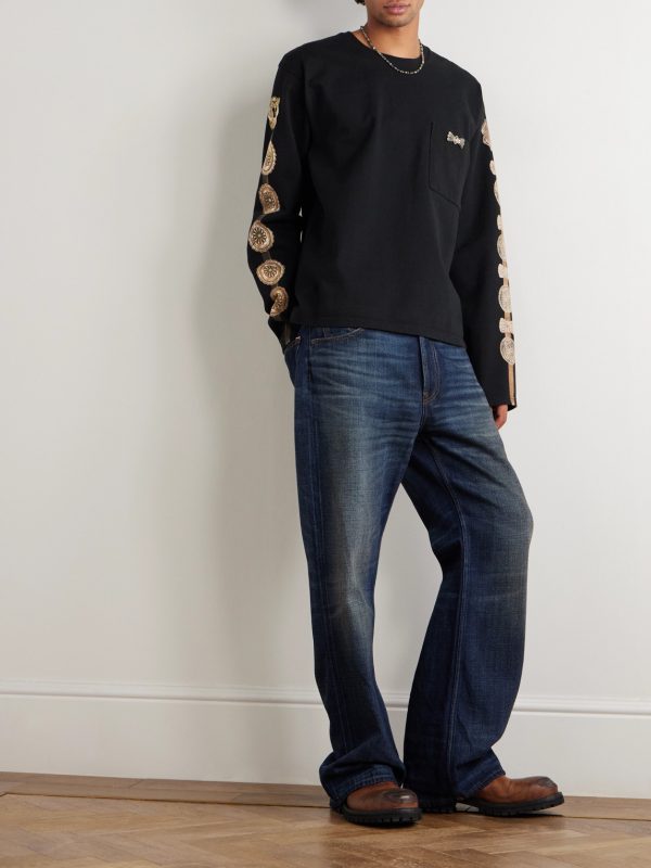 Dense Appliquéd Printed Cotton-Jersey T-Shirt - OU Dense Appliquéd Printed Cotton-Jersey T-Shirt - OU