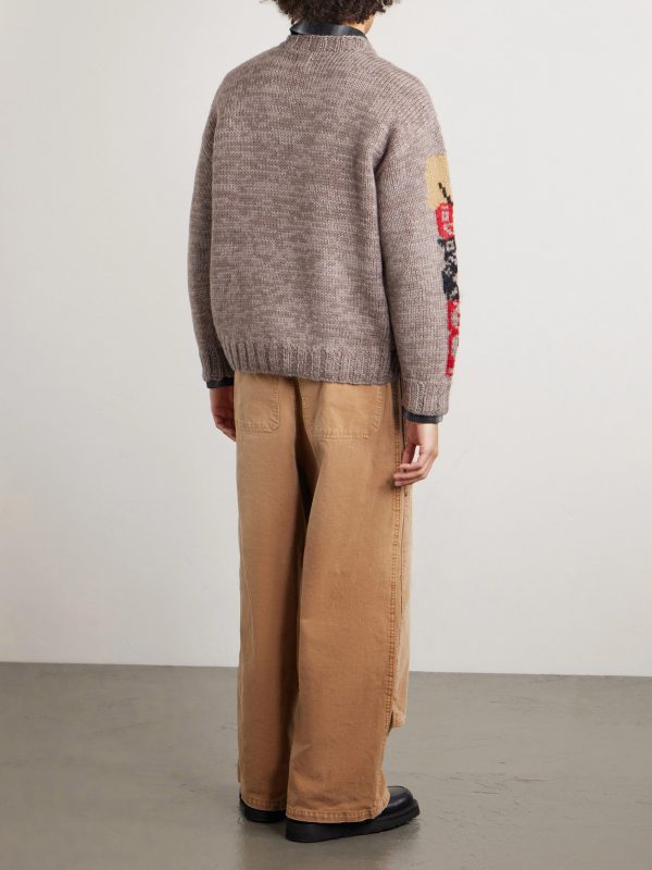 Peckish Totem Pole Intarsia Wool Sweater - BK Peckish Totem Pole Intarsia Wool Sweater - BK