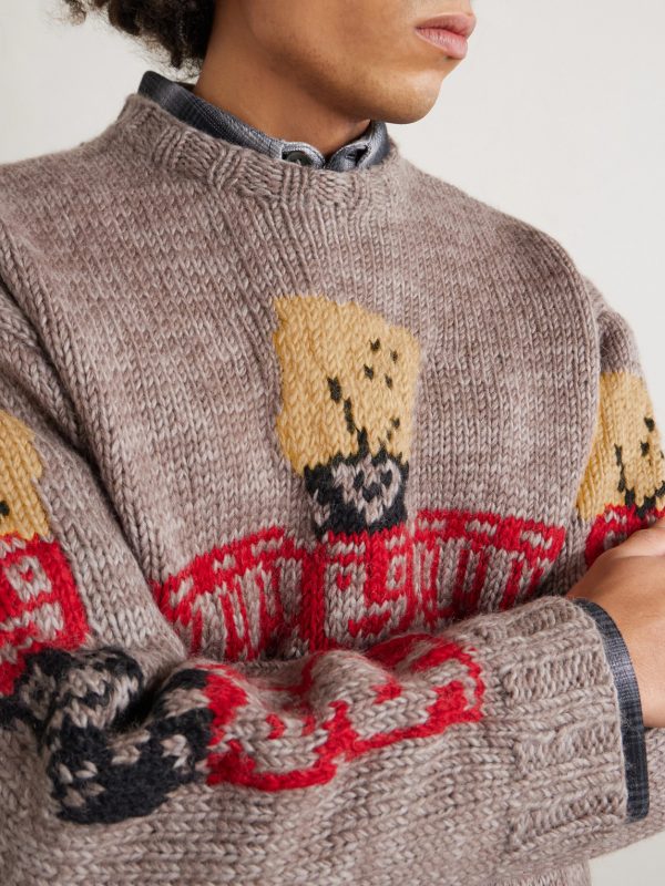 Peckish Totem Pole Intarsia Wool Sweater - CU Peckish Totem Pole Intarsia Wool Sweater - CU