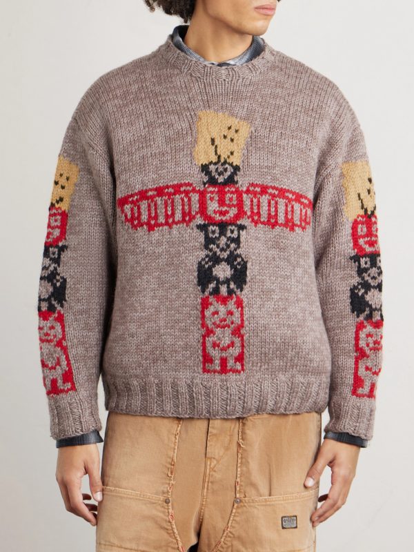 Peckish Totem Pole Intarsia Wool Sweater - FR Peckish Totem Pole Intarsia Wool Sweater - FR