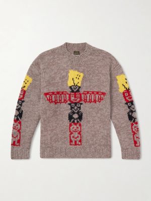 Peckish Totem Pole Intarsia Wool Sweater Peckish Totem Pole Intarsia Wool Sweater