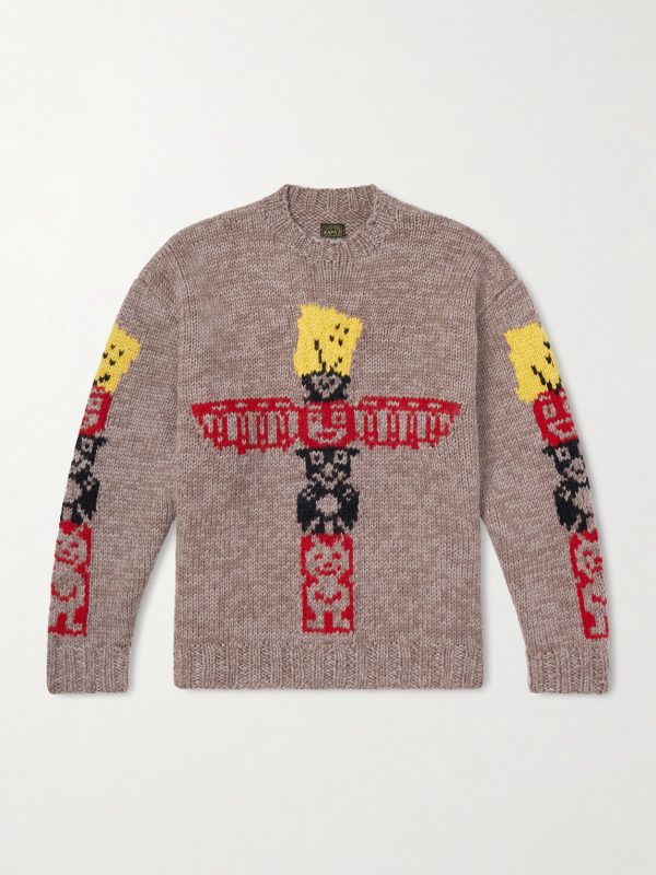 Peckish Totem Pole Intarsia Wool Sweater Peckish Totem Pole Intarsia Wool Sweater