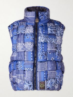 Quilted Patchwork Bandana-Print Shell Gilet