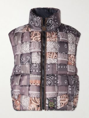 Quilted Patchwork Bandana-Print Shell Gilet