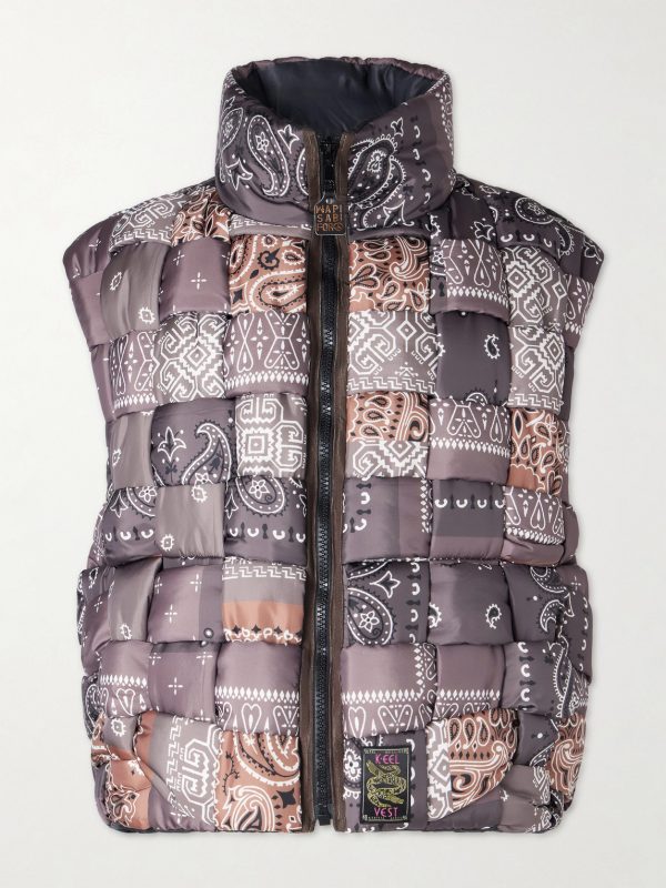 Quilted Patchwork Bandana-Print Shell Gilet Quilted Patchwork Bandana-Print Shell Gilet