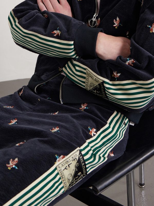 Cropped Flared Webbing-Trimmed Embroidered Cotton-Blend Corduroy Sweatpants - CU Cropped Flared Webbing-Trimmed Embroidered Cotton-Blend Corduroy Sweatpants - CU