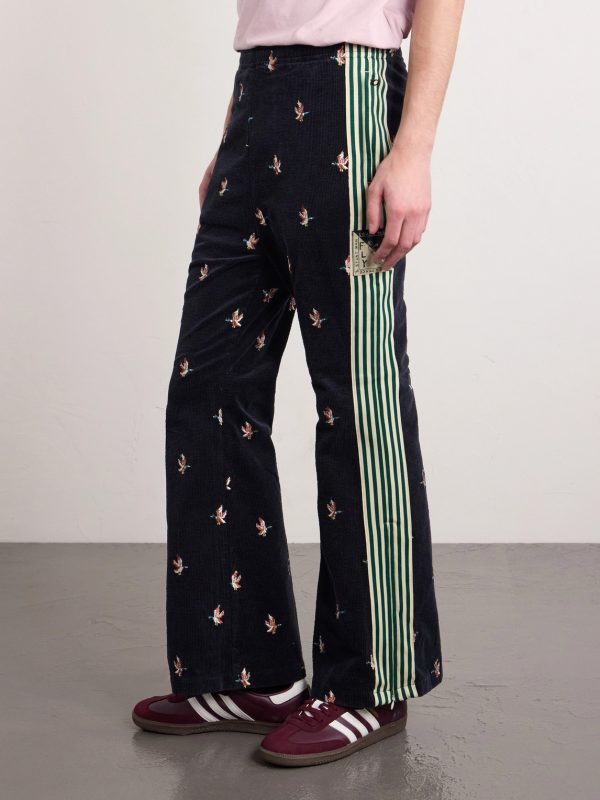 Cropped Flared Webbing-Trimmed Embroidered Cotton-Blend Corduroy Sweatpants - FR Cropped Flared Webbing-Trimmed Embroidered Cotton-Blend Corduroy Sweatpants - FR