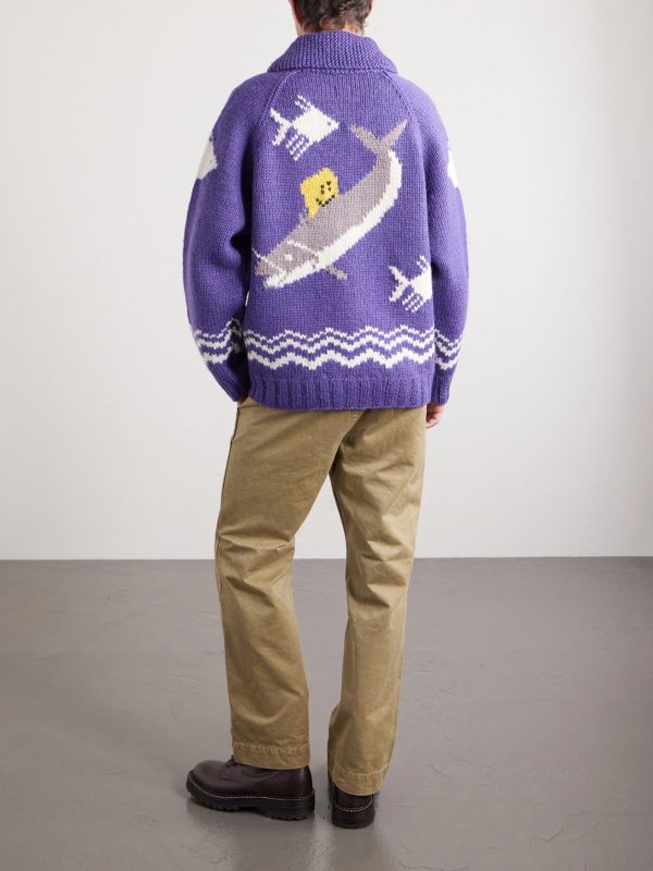 Intarsia Wool Zip-Up Cardigan - BK Intarsia Wool Zip-Up Cardigan - BK