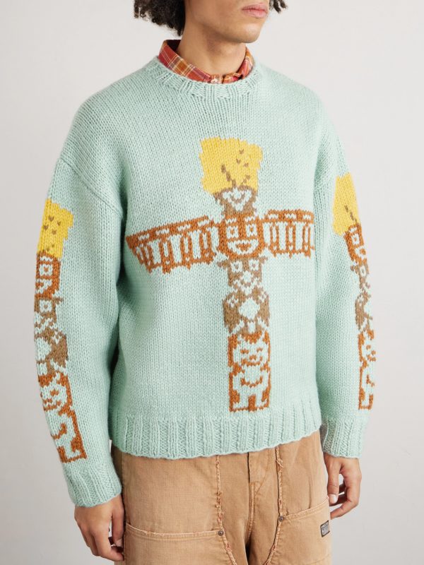 Peckish Totem Pole Intarsia Wool Sweater - FR Peckish Totem Pole Intarsia Wool Sweater - FR