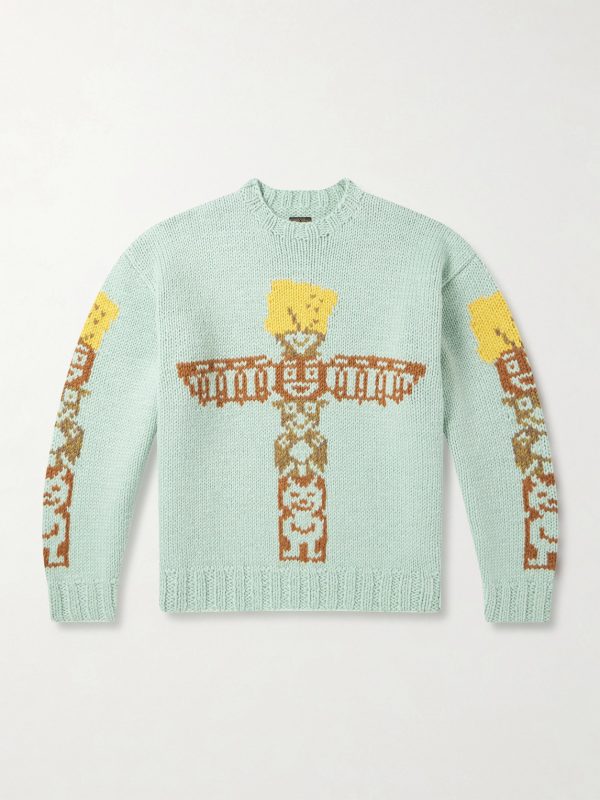 Peckish Totem Pole Intarsia Wool Sweater Peckish Totem Pole Intarsia Wool Sweater