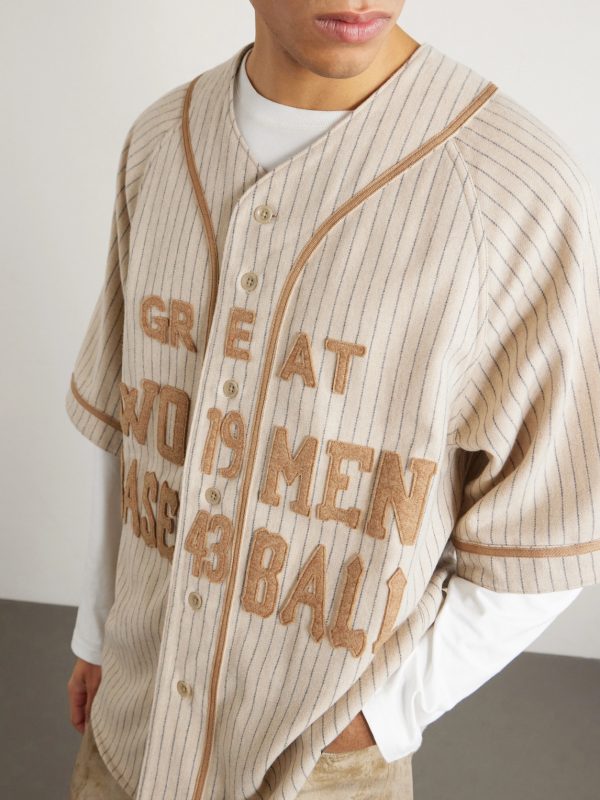 Oversized Striped Appliquéd Wool-Blend Shirt - CU Oversized Striped Appliquéd Wool-Blend Shirt - CU